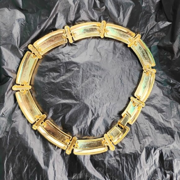 Enamel Multicolor Gold Accents Rectangular Shapes Necklace Chocker - Picture 3 of 11